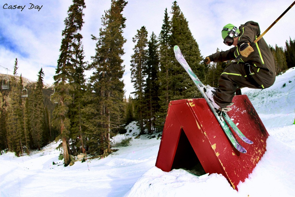 Scotty from Icelantic slides a rail at Loveland - Photo: Casey Day